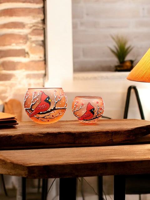 Orange Glass Candle Holder