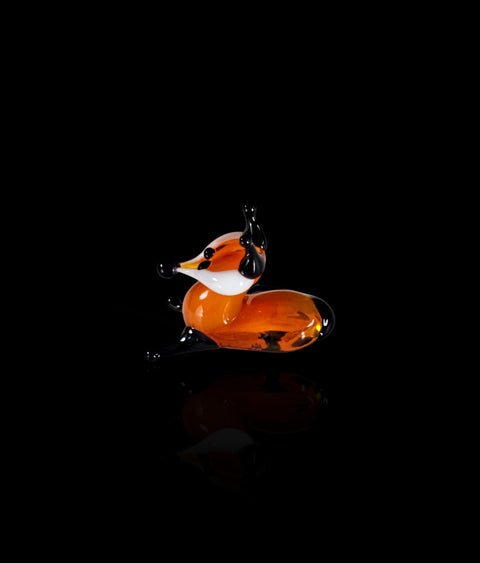 Sly Fox Figurine, Mini Glass Murano Quality Lampworking Glass Figurine, Hand Made In Ukraine, A Great Addition To Your Collection