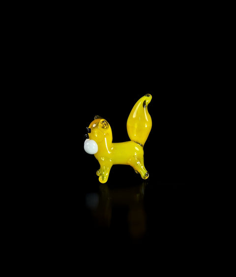 Yellow Cat Figurine, Mini Glass Murano Quality Lampworking Glass Figurine, Hand Made In Ukraine, A Great Addition To Your Collection