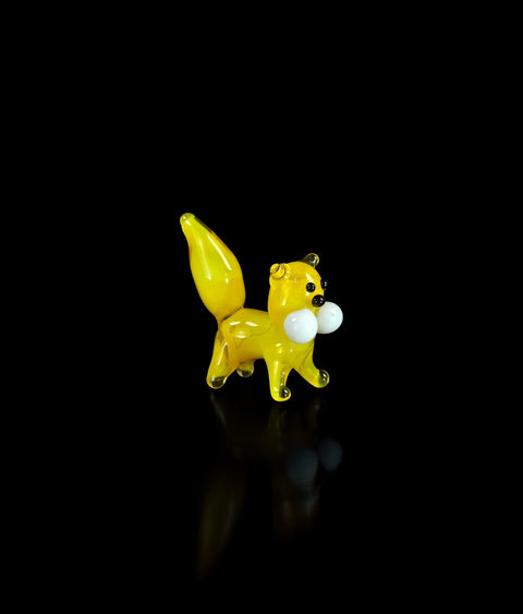 Yellow Cat Figurine, Mini Glass Murano Quality Lampworking Glass Figurine, Hand Made In Ukraine, A Great Addition To Your Collection