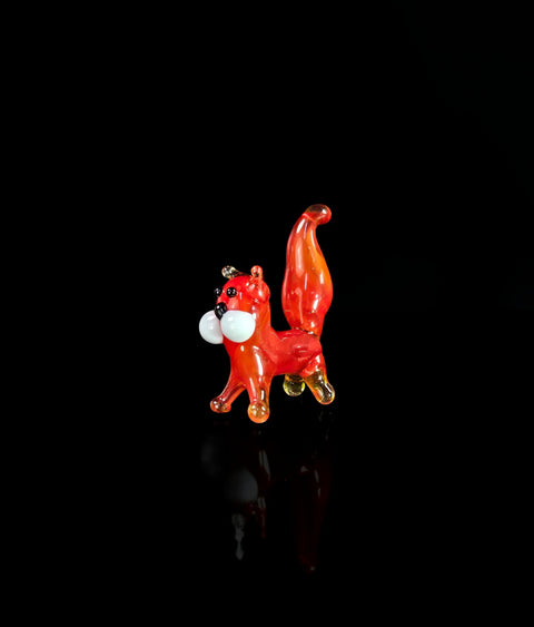 Red Cat Figurine, Mini Glass Murano Quality Lampworking Glass Figurine, Hand Made In Ukraine, A Great Addition To Your Collection