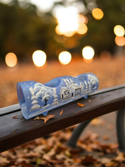 Light Blue Double Glass Candle Holder
