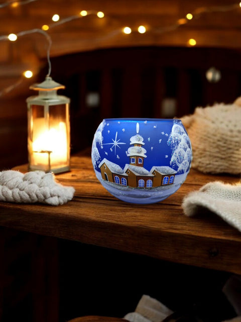 Blue Glass Candle Holder