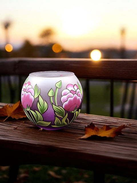 Purple Glass Candle Holder