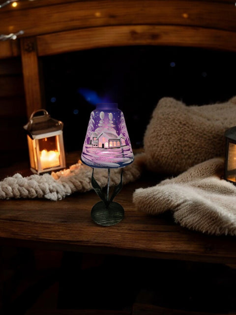 Blue Lamp Glass Candle Holder