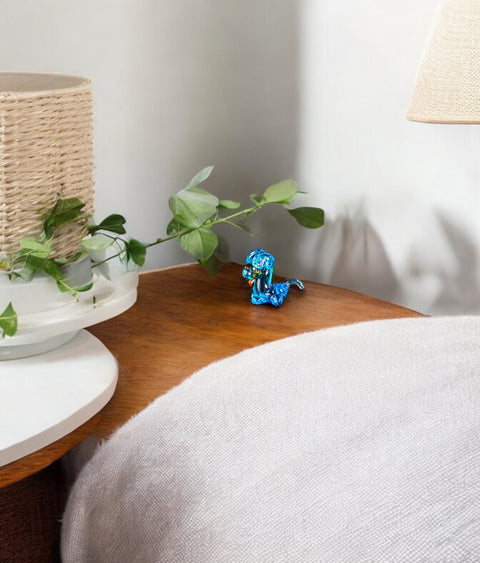 Blue Puppy Figurine, Mini Glass Murano Quality Lampworking Glass Figurine, Hand Made In Ukraine, A Great Addition To Your Collection