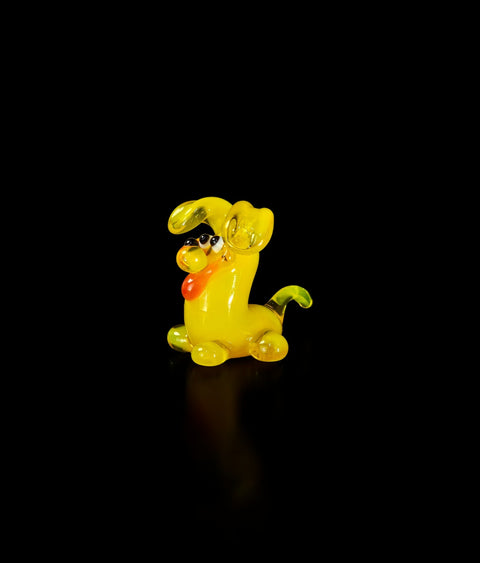 Yellow Puppy Figurine, Mini Glass Murano Quality Lampworking Glass Figurine, Hand Made In Ukraine, A Great Addition To Your Collection
