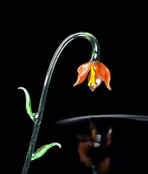 Amber Glass Lily - Handcrafted Long Stem Flower