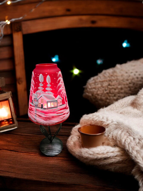 Red Lamp Glass Candle Holder