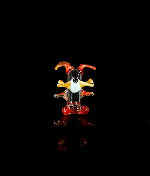 Red Dog W Bone Figurine, Mini Glass Murano Quality Lampworking Glass Figurine, Hand Made In Ukraine, A Great Addition To Your Collection