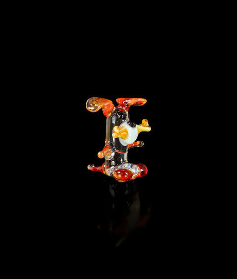 Red Dog W Bone Figurine, Mini Glass Murano Quality Lampworking Glass Figurine, Hand Made In Ukraine, A Great Addition To Your Collection