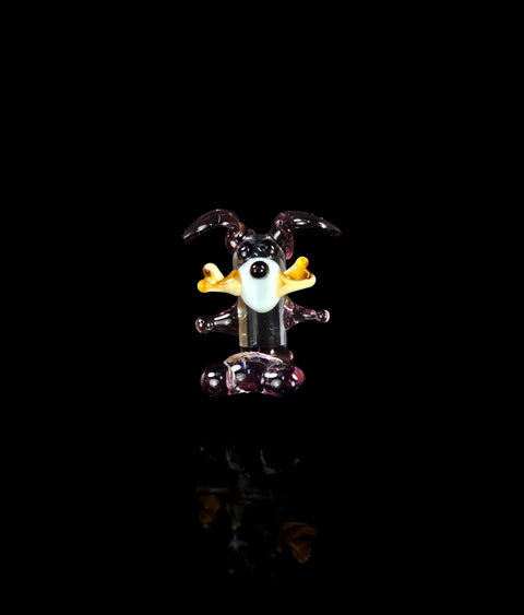 Purple Dog W Bone Figurine, Mini Glass Murano Quality Lampworking Glass Figurine, Hand Made In Ukraine, A Great Addition To Your Collection