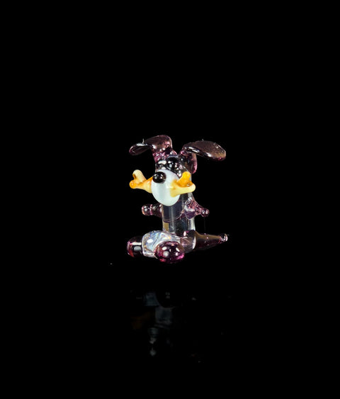 Purple Dog W Bone Figurine, Mini Glass Murano Quality Lampworking Glass Figurine, Hand Made In Ukraine, A Great Addition To Your Collection