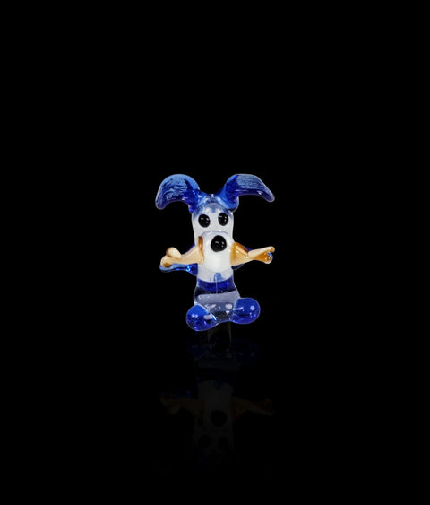 Blue Dog W Bone Figurine, Mini Glass Murano Quality Lampworking Glass Figurine, Hand Made In Ukraine, A Great Addition To Your Collection
