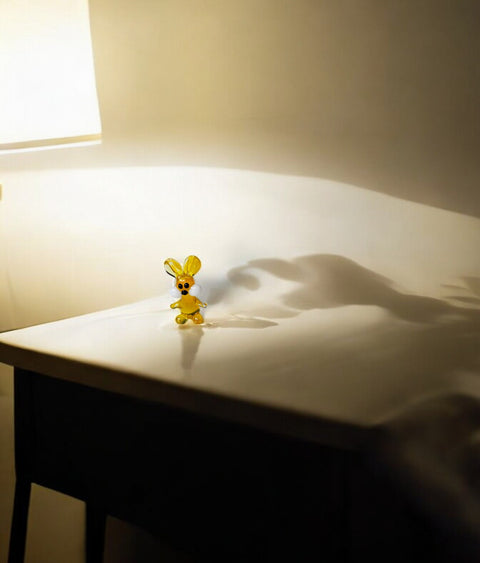 Yellow Rabbit Figurine, Mini Glass Murano Quality Lampworking Glass Figurine, Hand Made In Ukraine, A Great Addition To Your Collection