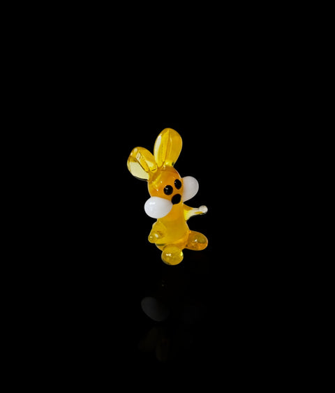 Yellow Rabbit Figurine, Mini Glass Murano Quality Lampworking Glass Figurine, Hand Made In Ukraine, A Great Addition To Your Collection