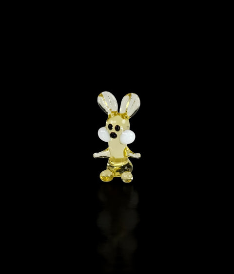 Amber Rabbit Figurine, Mini Glass Murano Quality Lampworking Glass Figurine, Hand Made In Ukraine, A Great Addition To Your Collection