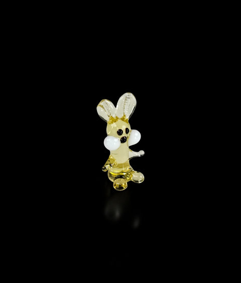 Amber Rabbit Figurine, Mini Glass Murano Quality Lampworking Glass Figurine, Hand Made In Ukraine, A Great Addition To Your Collection
