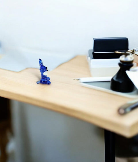 Blue Rabbit Figurine, Mini Glass Murano Quality Lampworking Glass Figurine, Hand Made In Ukraine, A Great Addition To Your Collection