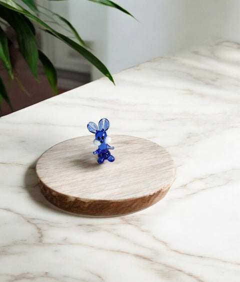 Blue Rabbit Figurine, Mini Glass Murano Quality Lampworking Glass Figurine, Hand Made In Ukraine, A Great Addition To Your Collection