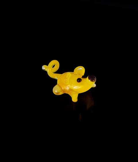Yellow Mouse Figurine, Mini Glass Murano Quality Lampworking Glass Figurine, Hand Made In Ukraine, A Great Addition To Your Collection