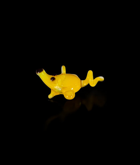 Yellow Mouse Figurine, Mini Glass Murano Quality Lampworking Glass Figurine, Hand Made In Ukraine, A Great Addition To Your Collection