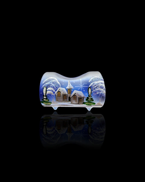 Blue Ombre Glass Single Candle Holder, Hand Crafted in Ukraine, White Church Winter Wonderland, Wonderful Year Round