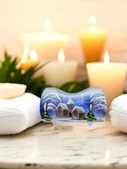 Blue Single Glass Candle Holder
