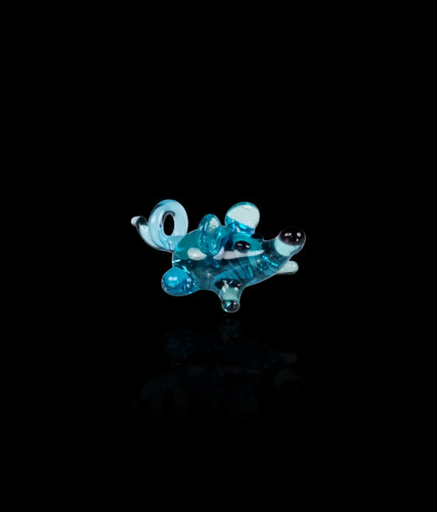 Light Blue Mouse Figurine, Mini Glass Murano Quality Lampworking Glass Figurine, Hand Made In Ukraine, A Great Addition To Your Collection