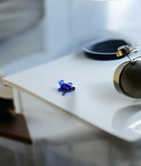 Blue Mouse Figurine, Mini Glass Murano Quality Lampworking Glass Figurine, Hand Made In Ukraine, A Great Addition To Your Collection
