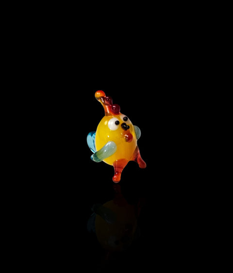 Chicken Figurine, Mini Glass Murano Quality Lampworking Glass Figurine, Hand Made In Ukraine, A Great Addition To Your Collection