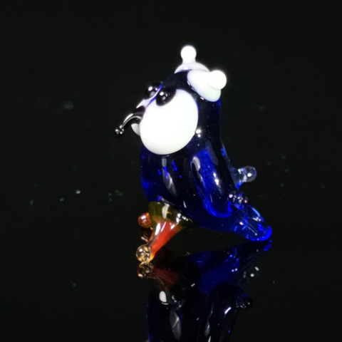 Blue Owl Figurine, Mini Glass Murano Quality Lampworking Glass Figurine, Hand Made In Ukraine, A Great Addition To Your Collection