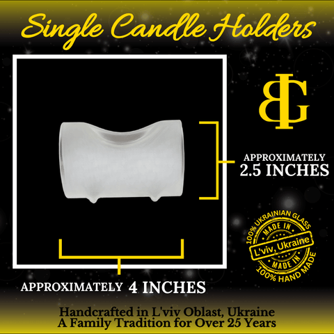 Frosted Glass Single Candle Holder  - White Church Yule Log Style