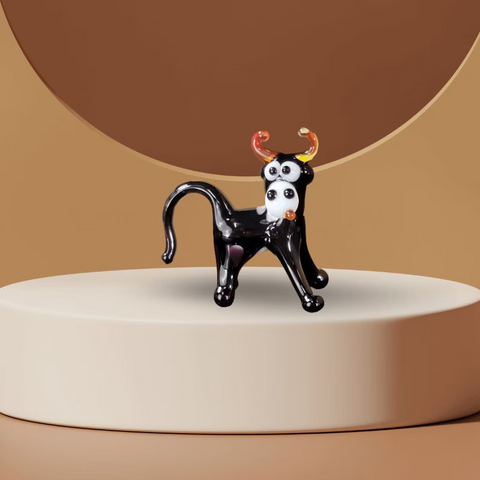 Black Glass Cow Figurine, Handmade Murano Quality Design - Small