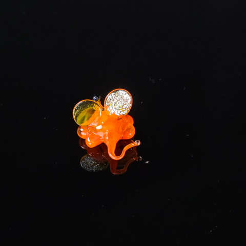 Orange Mouse Figurine, Mini Glass Murano Quality Lampworking Glass Figurine, Hand Made In Ukraine, A Great Addition To Your Collection