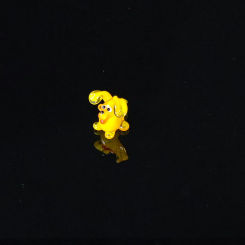 Yellow Puppy Figurine, Mini Glass Murano Quality Lampworking Glass Figurine, Hand Made In Ukraine, A Great Addition To Your Collection