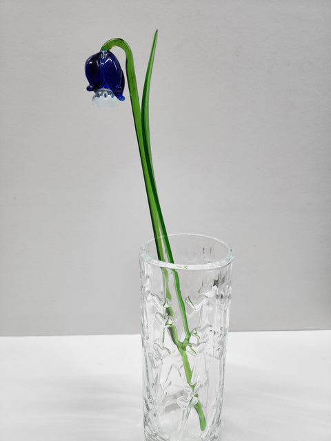 Blue Glass Bell, Handcrafted Glass Flower, Hand Made In Ukraine Using Murano Quality Glass, Great Gift For Flower Lovers, 12 Inch Bellflower