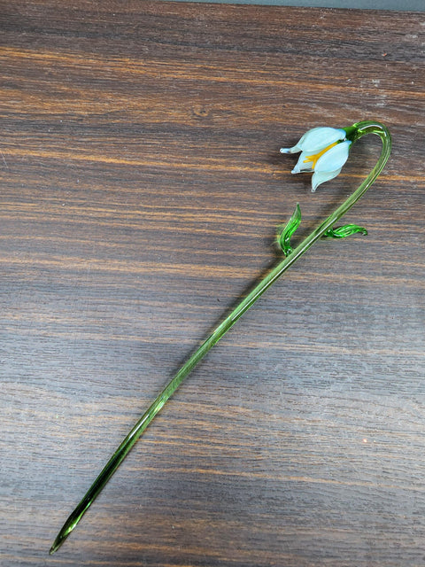 White Glass Lily - Handcrafted Long Stem Flower