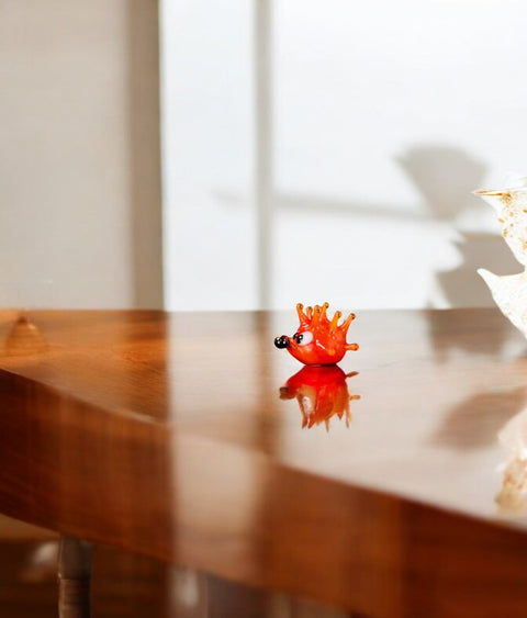 Red Sea Urchin Figurine, Mini Glass Murano Quality Lampworking Glass Figurine, Hand Made In Ukraine, A Great Addition To Your Collection