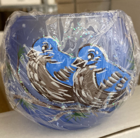 Light Blue Glass Candle Holder, Hand Crafted in Ukraine, Blue Jays Design, Wonderful Year Round