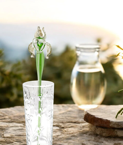 Clear Glass Iris - Handcrafted Long Stem Flower