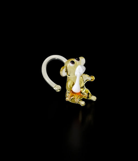 Amber Monkey W Banana Figurine, Mini Glass Murano Quality Lampworking Glass Figurine, Hand Made In Ukraine, A Great Addition To Your Collection
