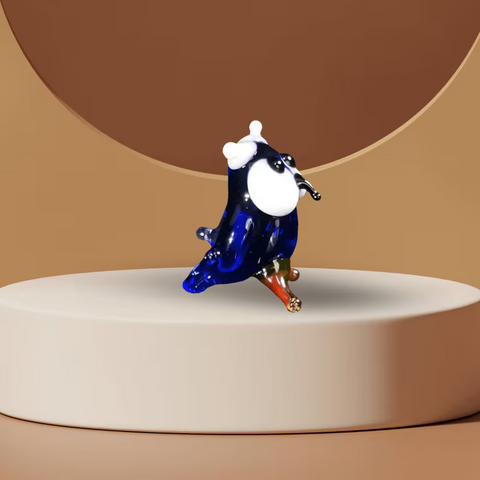 Blue Owl Figurine, Mini Glass Murano Quality Lampworking Glass Figurine, Hand Made In Ukraine, A Great Addition To Your Collection