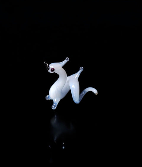 White Chinese Dragon Figurine, Mini Glass Murano Quality Lampworking Glass Figurine, Hand Made In Ukraine, A Great Addition To Your Collection
