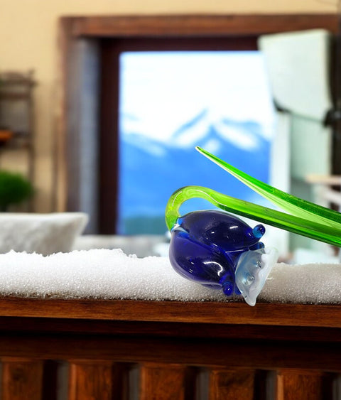 Blue Glass Bell, Handcrafted Glass Flower, Hand Made In Ukraine Using Murano Quality Glass, Great Gift For Flower Lovers, 12 Inch Bellflower