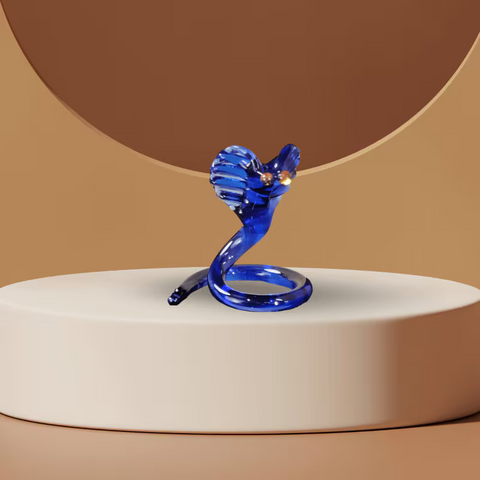 Blue Cobra Figurine, Mini Glass Murano Quality Lampworking Glass Figurine, Hand Made In Ukraine, A Great Addition To Your Collection