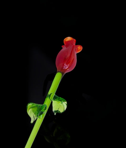 Glass flower short stem red rose