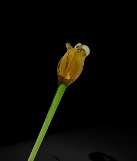 Amber Glass Rose - Handcrafted Short Stem Flower