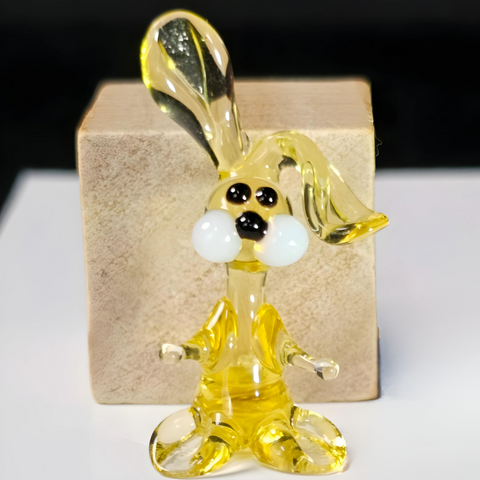 Amber Glass Rabbit Figurine, Handmade Murano Quality Design - Small