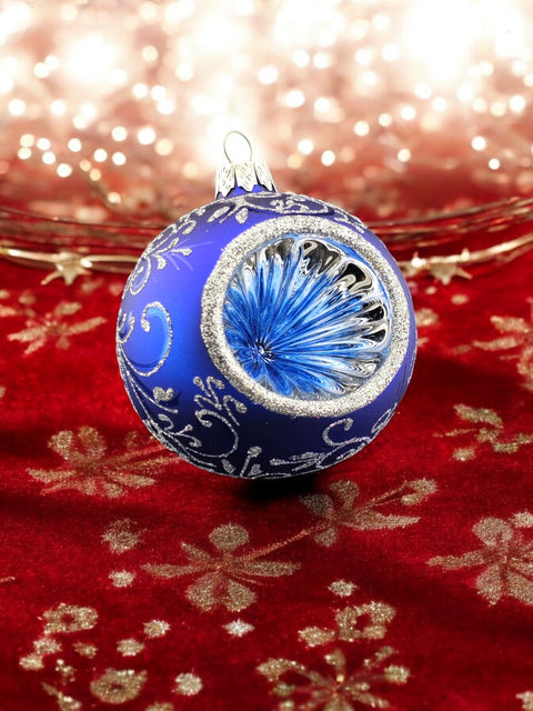 Blue Glass Reflector Ball Ornament